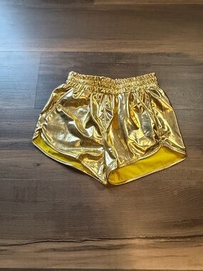 Gold Metallic Women's Athletic Shorts Size Small